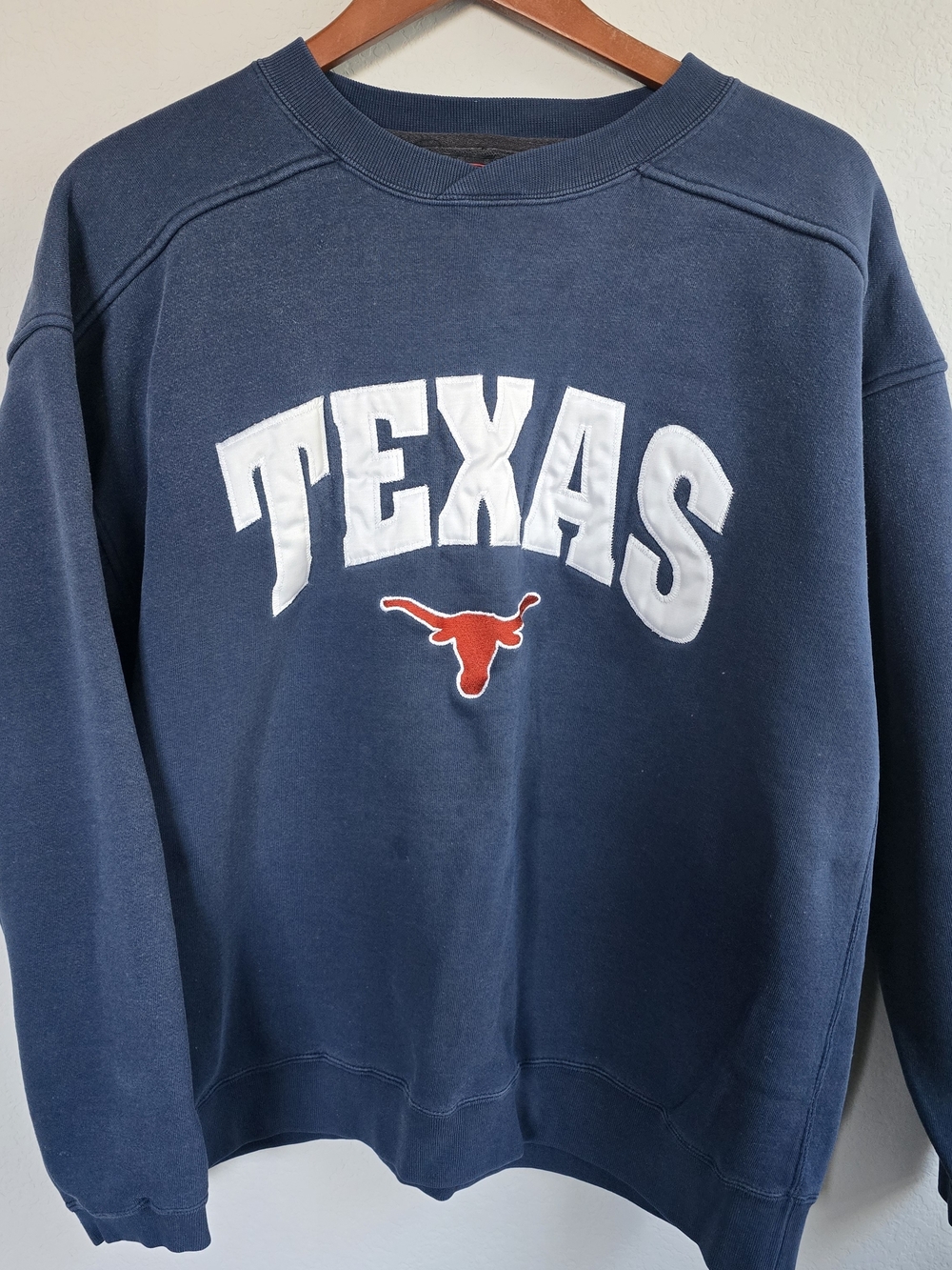 Starter Texas Longhorns Sweatshirt Large Blue Crewneck NCAA Embroidered Logo Vtg